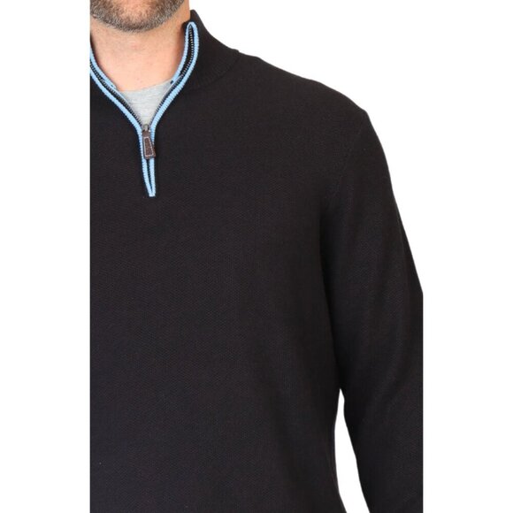 Tailorbyrd Cotton Textured Waffle Quarter-Zip Pullover Navy Blue Size Med - Picture 2 of 3